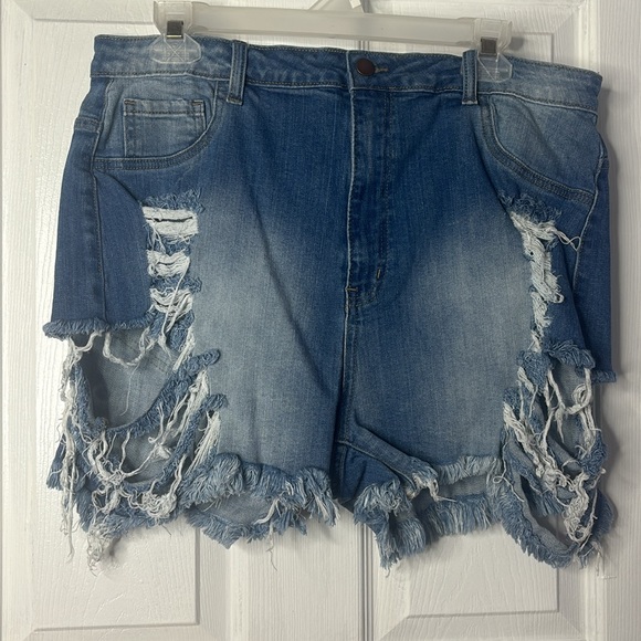 Destroyed and Distressed Denim Shorts - Picture 2 of 7